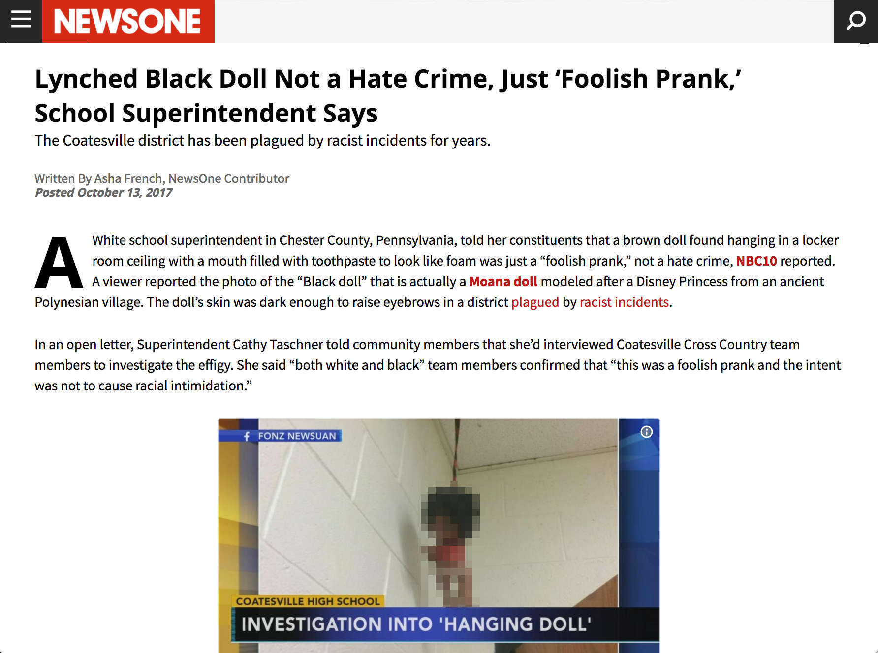 screen capture of the article, as it appeared online in 2017